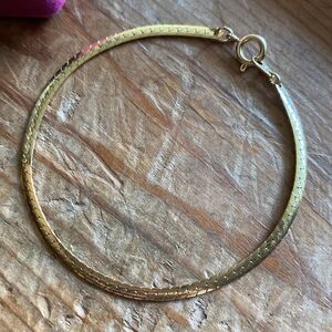💛 Vintage Gold Plated Nickel Silver Herringbone Bracelet
